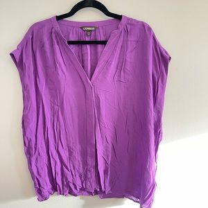 Express purple flowy top size Large